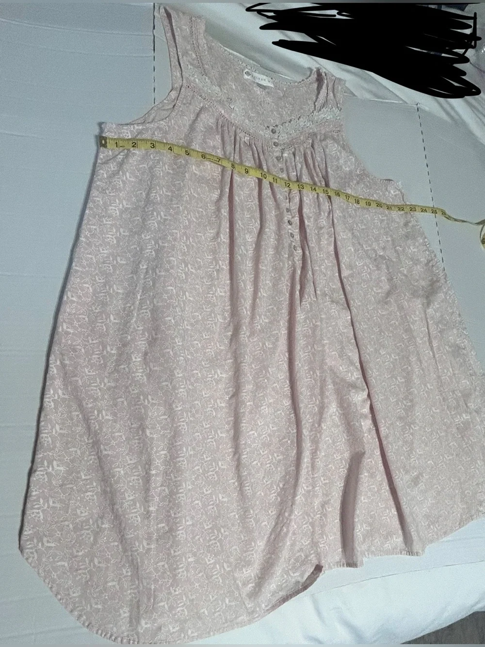 Eileen West Sleeveless Pink Floral , Lace Trim Nightgown XLarge 100% Cotton